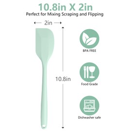 Mint Green Rubber Spatula for Kitchen Use, 10.8In Silicone Spatulas for Cooking Heat Resistant, Flexible Small Kitchen Spatula for Kitchen Nonstick Cookware