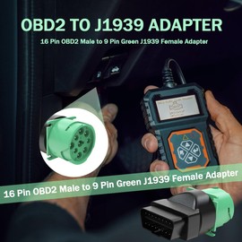 Zzxker OBD2 Adapter,9 pin to OBD2 Adapter,16 Pin OBD2 Male to 9 Pin Green J1939 Green Female Adapter,Diagnose Cable Adapter Fit for Freight Liner ELD Tracker and Diagnostic Scanner/Device