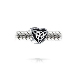 Romantic Celtic Love Knot Claddaugh Symbol BFF Irish Friendship Religious Trinity Cross Infinity Dangle or Slide Bead Charm .925 Sterling Silver for European Bracelet, No Gemstone