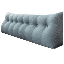 WOWMAX Large Reading Pillow Bolster Triangular Headboard Backrest Positioning Back Support Wedge Pillow for Bed and Sofa with Removable Cover Grey 76 Inches