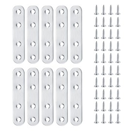 20 Pcs Metal Mending Plates for Wood, Small Flat Brackets for Wood, Stainless Steel Flat Straight Repair Joining Fixing Mending Brace Brackets for Furniture Support Bracket, with Screws(80x17 mm)