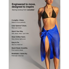 Conceited Sarong Cover ups for Swimwear Women - Wraps in many colors and lengths, Royal Blue, Small-Medium