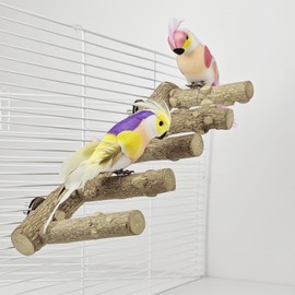 6 Pieces Natural Budgie Perches, Natural Wooden Parrot Platform, Small Birds Feeder Perch, Budgies Toy, Bird Cage, Budgie, Accessories for Cockatiel, Canary