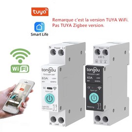 1P 6A 10A 16A 20A 25A 32A 40A 50A 63A TUYA Zigbee Smart Circuit Switch Smart Home Wireless Remote Control WiFi with Measurement/No Mection (20A with Measurement)