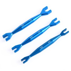 havcybin 3pcs Aluminum Alloy Wrench 3-4mm 4.5-5mm 5.5-7mm Double End Universal Spanner Open End Small Wrench Set Repair Tool For Rc Crawler Car HSP Traxxas Axial SCX10 Truck (Blue)