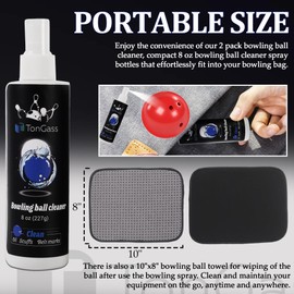 TonGass Bowling Ball Cleaner Spray Kit with Towel (2+1 Pack) Portable Bowling Spray Accessories, Oil & Scuff Mark Cleaner, Restores Tack and Prolongs Lifespan of Ball