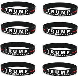 COLORFUL BLING 2024 Trump Bracelet Trump NEEDS SUPPORT Wristbands - Trump Take America Back for President 2024 Silicone Bracelets - Inspirational Motivational Bracelets for Men WOmen-8 pcs(black)