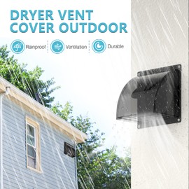 4 Inch Dryer Vent Cover Outside, HG Power Metal Exterior Vent Cover with Removable Screen & Cushioned Non-Return Flap, Air Wall Vent for House, Range Hood, AC, Opening Diameter: 3.81" Black