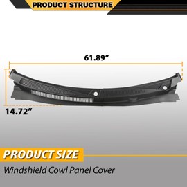 CNNELL Windshield Wiper Vent Cowl Panel Cover Black Compatible with Jeep Grand Cherokee 2006-2010 55156853, 55156852