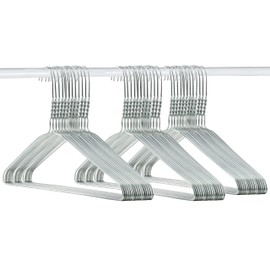 HangBros | 50-Pack of Sleek 18-Inch 14.5-Gauge Metal Hangers | Premium Quality, Space-Saving Design, Durable Steel Construction for Effortless Organization, White
