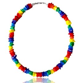 Native Treasure 16" Mens and Womens Rainbow Ark Shell Necklace Tie-Dyed Chips Tropical Jewelry Summer Beach Surfer Necklace From the Philippines