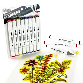 ArtSkills Artists Alcohol Markers Set, Blendable Dual Tip Markers Permanent Marker Set for Adult Coloring, Drawing, 8-Count