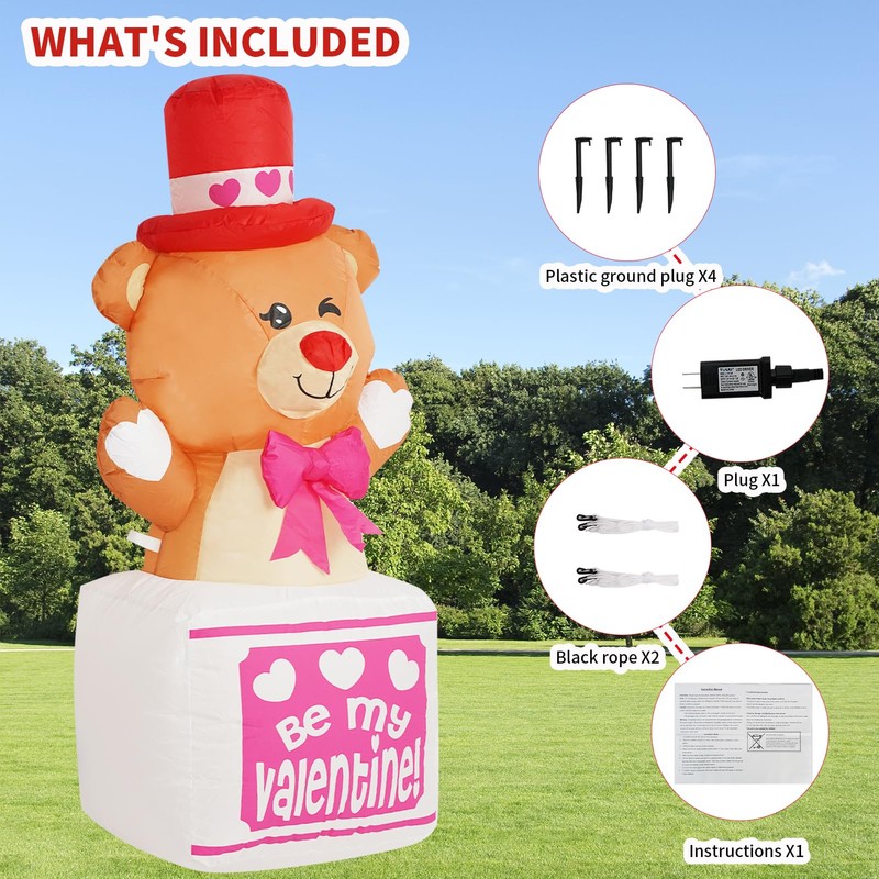 InfleasJoiy 4FT Outdoor Inflatable Decoration with LED Lights, Holiday Celebration