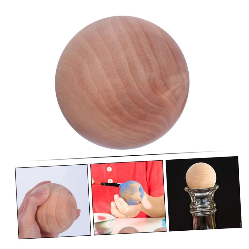 DOITOOL Wooden Round Ball Unfinished Natural Wood Craft Accessory for