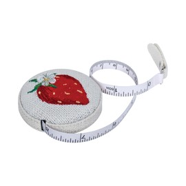 Hobby Gift Tape Measure - Retractable Fabric Covered Sewing Tape Measure - 150cm/60 inch - Natural Strawberries