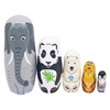 Oneroomone 5 Pieces Russian Matryoshka Dolls, Wooden Animal Nesting Dolls,