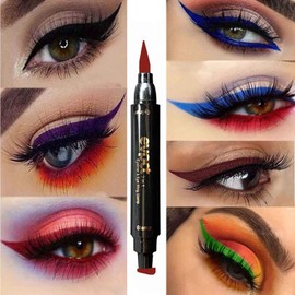 Edanta Matte Eyeliner Stamp Highly Pigmented Eye Liner Waterproof Sweatproof Eyeliners Long Lasting Sparkling Eyes Makeup for Party Cosplay Prom Pack of 1 (C-Red)