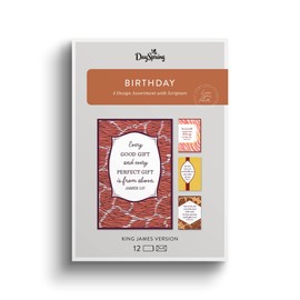 DaySpring - Birthday - Every Good Gift - 4 Animal Print Design Assortment with Scripture - 12 Happy Birthday Boxed Cards & Envelopes (U0058)
