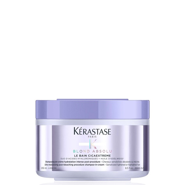 Kérastase Shampoo for Highlighted and Bleached Hair, Hair Bath with Moisturising Hyaluronic Acid, Bain Cicaextrême, Blonde Absolu, 250 ml