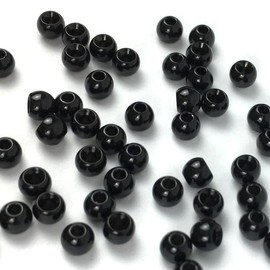 Aventik 50pc Brass Beads Tapered Hole Fly Tying Materials Lure Jig 10 colors / 5 sizes Fly Fishing (fluro black, 2.8 mm (7/64"))