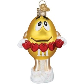 Old World Christmas Glass Ornament, M&M'S Yellow Love You (with OWC Gift Box)