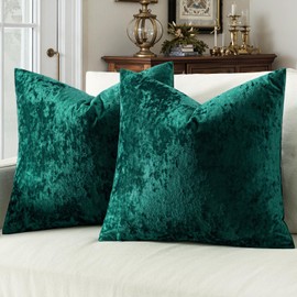MIULEE Teal Velvet Throw Pillow Covers Set of 2 18x18 Inches, Soft Neutral Decorative Pillow Cases with Luxurious Textured Vintage Cushion Covers for Home Decor Couch Sofa Bed