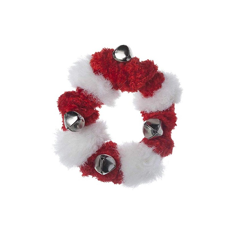Red and White Fuzzy Bell Collar for Dogs, Medium 6