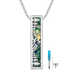 REDSUN Berg Urn Necklaces for Ashes 925 Sterling Silver Urn Pendant for Ashes Memorial Keepsake Cremation Memorial Urn Necklace Cremation Ash Jewellery Gifts for Women, Sterling Silver, Abalone