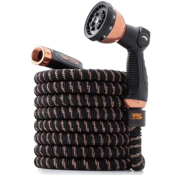 2024 Pocket Hose Copper Bullet With Thumb Spray Nozzle AS-SEEN-ON-TV Expands to 75 ft, 650psi 3/4 in Solid Copper Anodized Aluminum Fittings Lead-Free Lightweight No-Kink Garden Hose