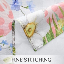 Softalker Easter Table Cloth Rectangular 200x140cm White & Grey Gingham Tablecloths Wipeable Spring Floral Tablecloth Small Table Cover for Summer Outdoor Party Birthday Festive Decorations,55x78 inch