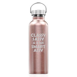 Rose Gold Double Wall Vacuum Insulated Stainless Steel Tumbler Travel Mug Classy Sassy And A Bit Smart Assy (25 oz Water Bottle)
