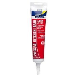 White Lightning W21000005 Latex Ultra Kitchen and Bath Premium High Gloss Sealant, White, 5.5 fl. oz.