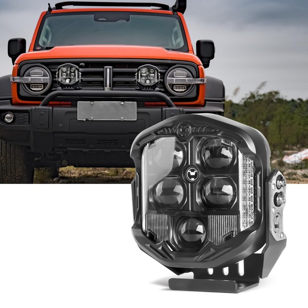 NKCELL POWER 7 Inch LED Round Offroad Lights Pod Bumper Roof Fog Light 95W 10800LM White DRL Working Light Combo Beam Driving Lights Waterproof Side Shooter Light for Jeep,Pickup Truck SUV etc，1PC