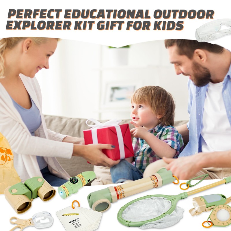 SMILESSKIDDO Kids Explorer Kit, 27 Pcs Outdoor Explorer Kit &