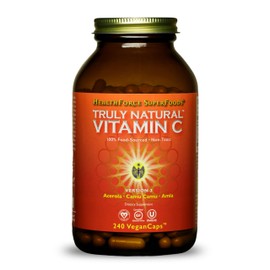 HEALTHFORCE SUPERFOODS Truly Natural Vitamin C - Immune Support Supplement with Camu Camu Berry - Vitamin C Supplement for Immune Health - Vegan, Non-GMO - 240 Vegan Caps, 30 Servings