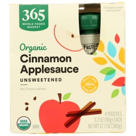 365 by Whole Foods Market Organic Applesauce, Cinnamon, 3.2 Oz, 4 Ct