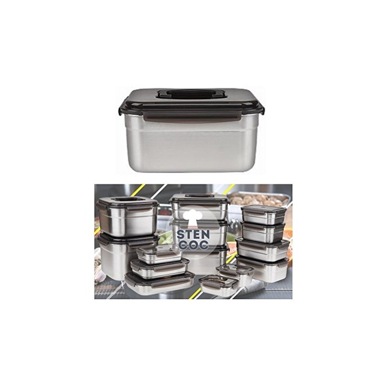 STENCOC Stainless Steel BPA Free Rectangular Leakproof Airtight Kimchi/Pickle/Food Storage