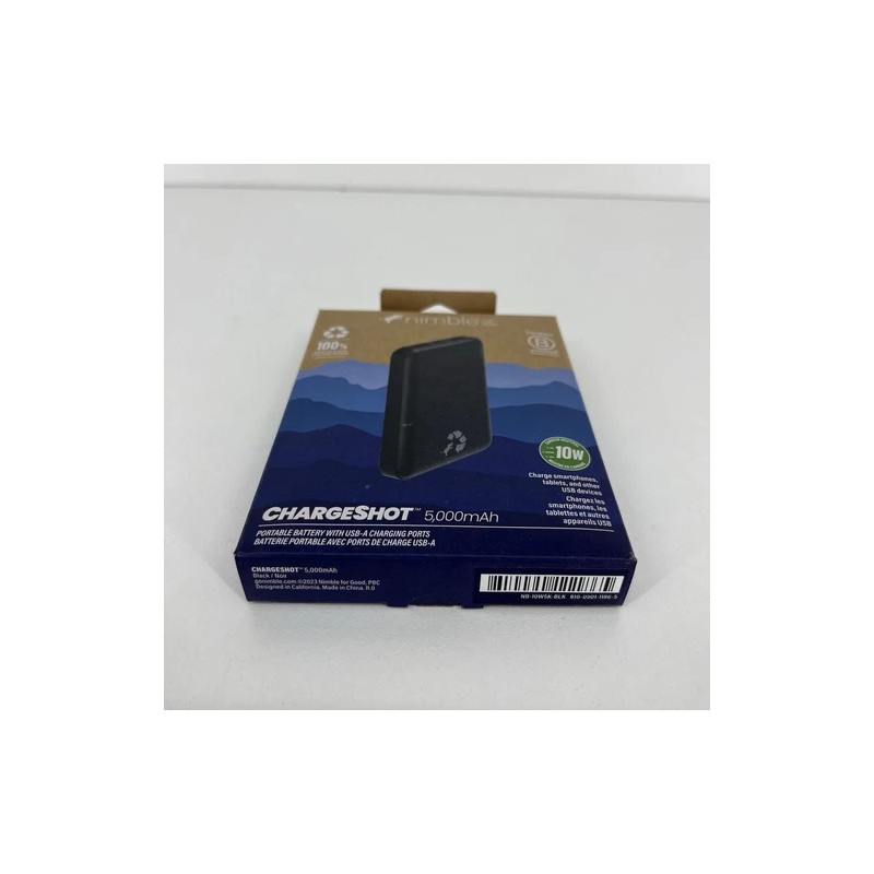 Nimble Chargeshot Portable Charger 5,000mAh battery - Black 2 USB-A