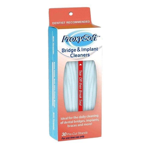 Proxysoft Dental Floss for Bridges and Implants 6 Packs - Floss Threaders for Bridges, Dental Implants, Braces with Extra-Thick Proxy Brush for Optimal Oral Hygiene -Teeth Bridge and Implant Cleaners