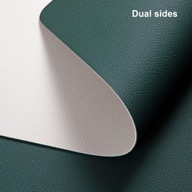 Myir JUN Table Runner, Table Runner Modern Washable Desk Mat Double Sided Faux Leather Desk Mat Waterproof Non-slip and usable for decoration 11.8" x 55"(Beige Green)