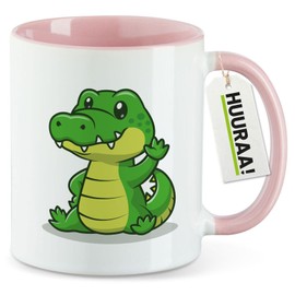Huuraa Motivtasse Krokodil Comic Geschenk 330ml Rosa Krokodil Souvenir
