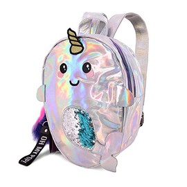 Oh My Pop! Narwhal-Small Body Backpack, Silver, 7 x 31 x 34 cm, Capacity 7 L