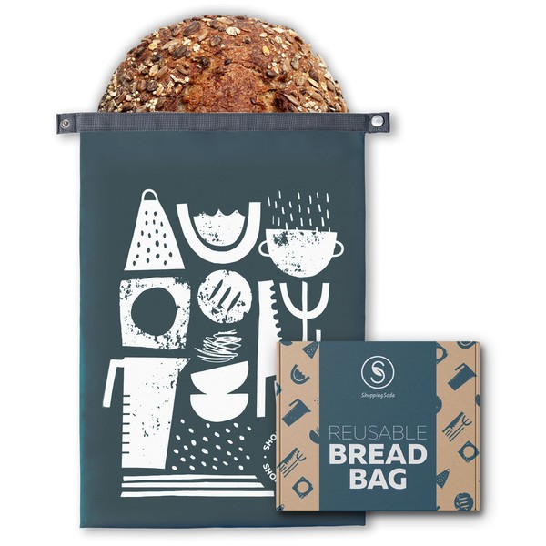 Shopping Soda Bread Bags for Homemade Bread, Bread Storage Containers, Bread Bags to Keep Bread Fresh, Bread Container, Bread Box Gift for Bread Maker, Reusable Bread Bag for Freezer (Grey)