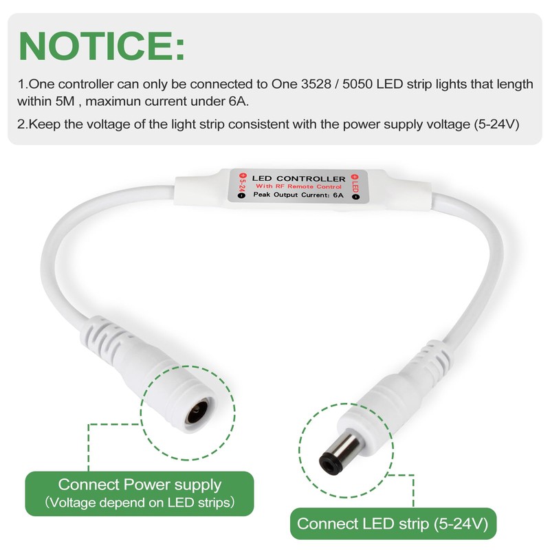 RGBZONE 2 Pack Mini RF LED Dimmer, Single Color Controller