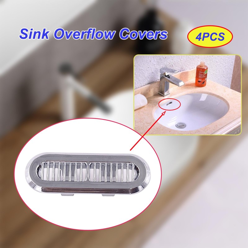 4 PCS Sink Trim Overflow Cover,Sink Overflow Ring,Oval Ring Basin