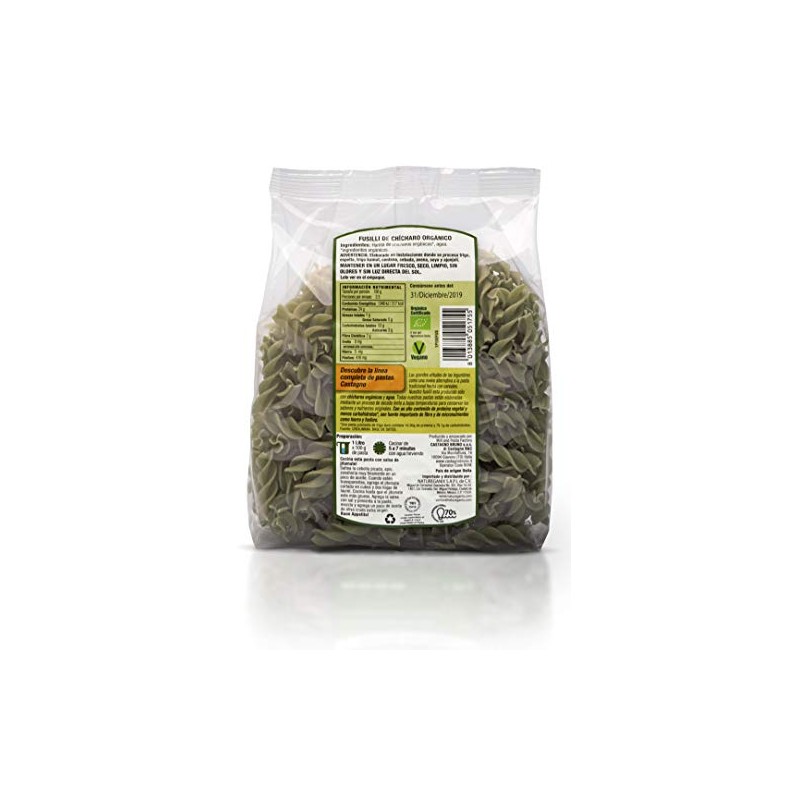 Castaño Orgánico, Pasta Orgánica De Chícharo Fusilli, 250 Gr.