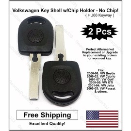 Aftermarket 2pak: Volkswagen VW Aftermarket Key Shell w/Chip Holder! (No Transponder Chip)