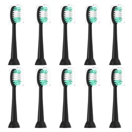 Everystep Replacement Toothbrush Heads Compatible with AquaSonic Black Series 10 Pack for Vibe Series Black Series pro, and for Duo Series pro Electric Toothbrush Black