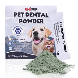 UNIPUP Pet Teeth Cleaning Powder, Safe & Natural Oral Care Formula Dog Dental Powder, Reduces Plaque & Tartar, Freshens Breath, Sodium Hexametaphosphate Free Dog Dental Powder -5g*20 sachets