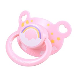 Landofgenie Chupete de tamaño adulto, mango grande, escudo grande, estampado lindo, color rosa